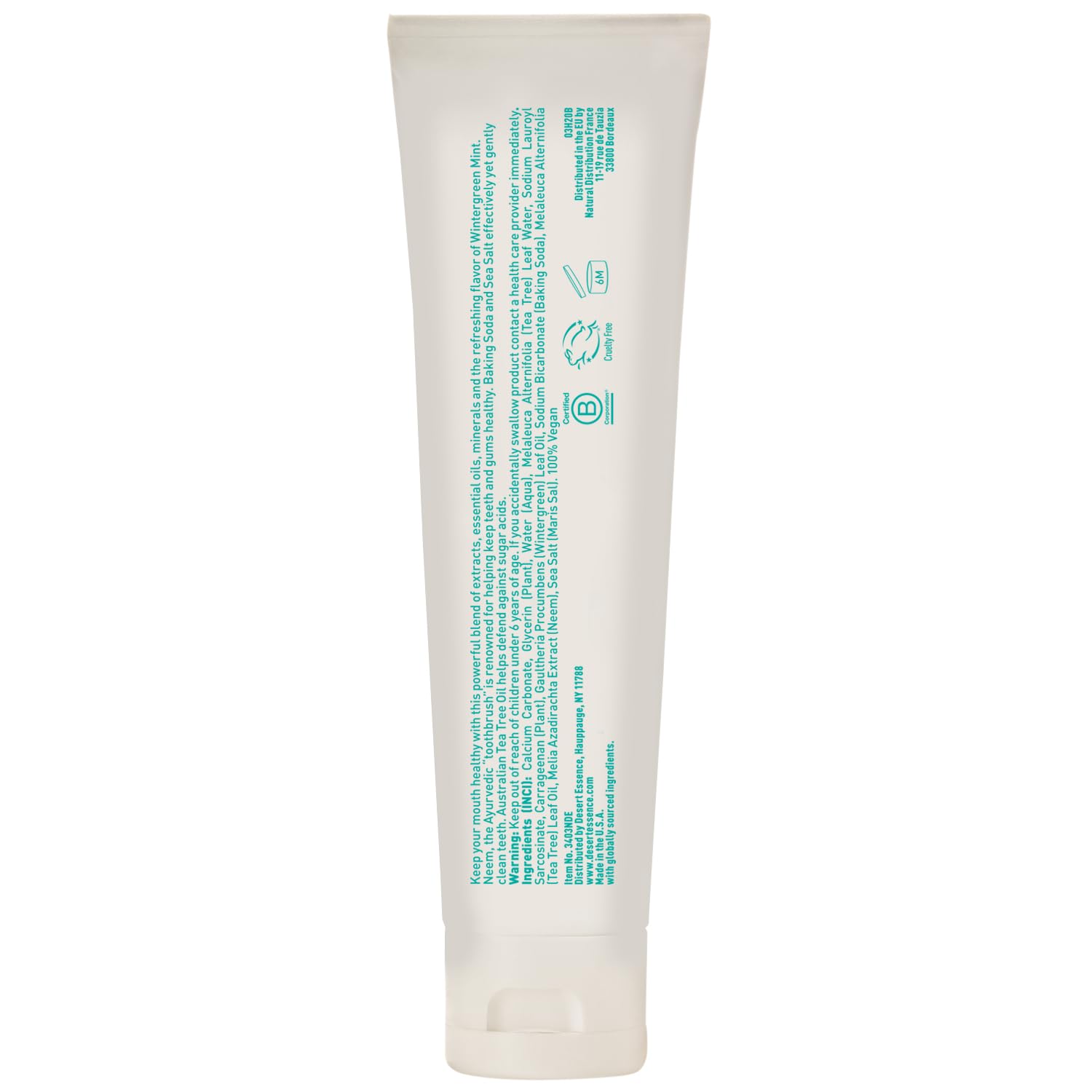 Texture crème du dentifrice Desert Essence, application douce et efficace sur les dents et gencives.