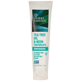 Dentifrice Desert Essence en tube, formule végan sans fluor pour une brosse pratique.