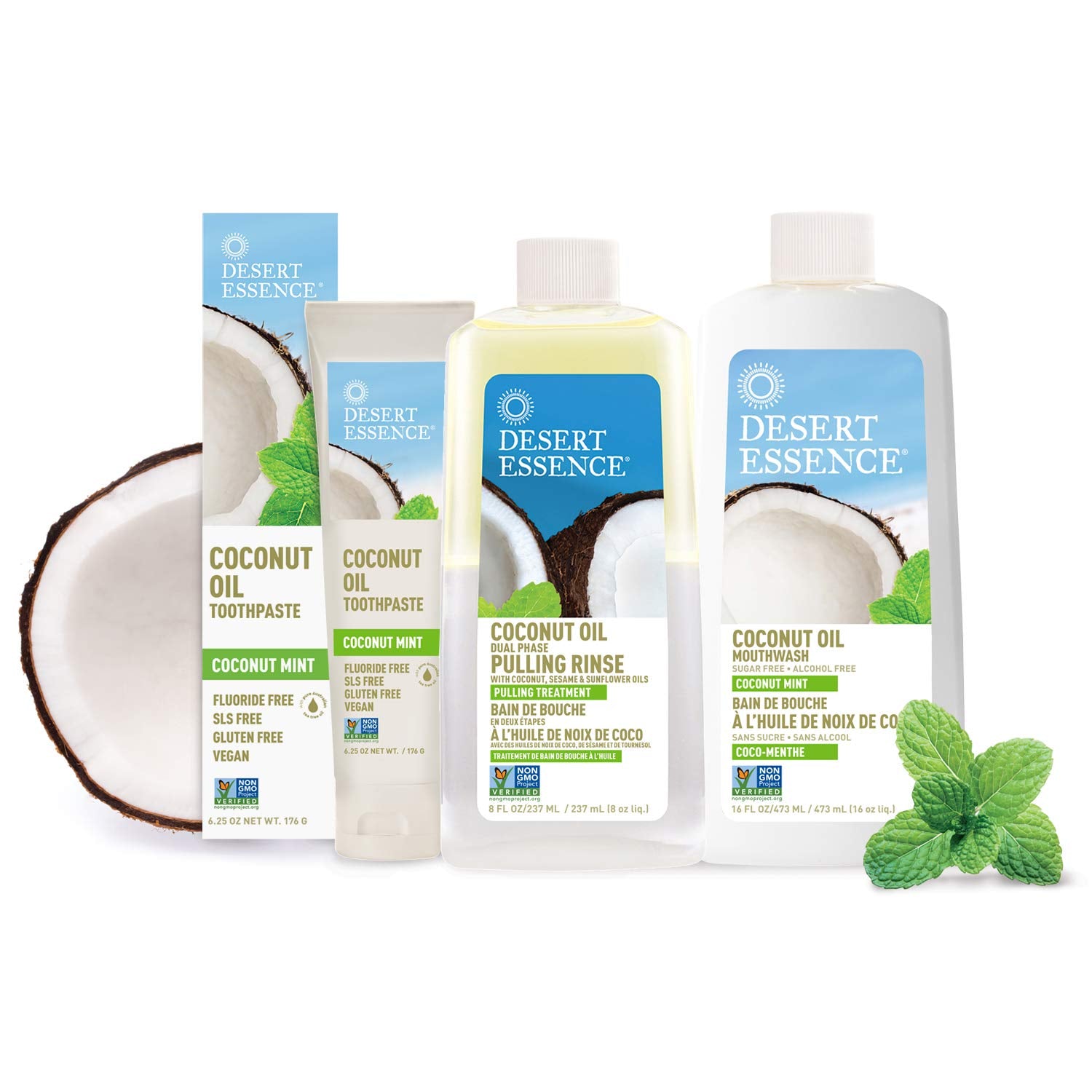 Emballage écoresponsable Desert Essence, certifié bio et sans OGM.