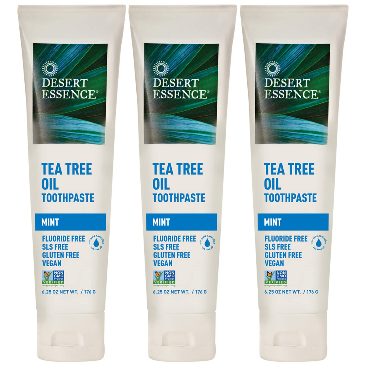Desert Essence arbre à thé menthe pâte dentifrice, tube, fraîcheur durable.