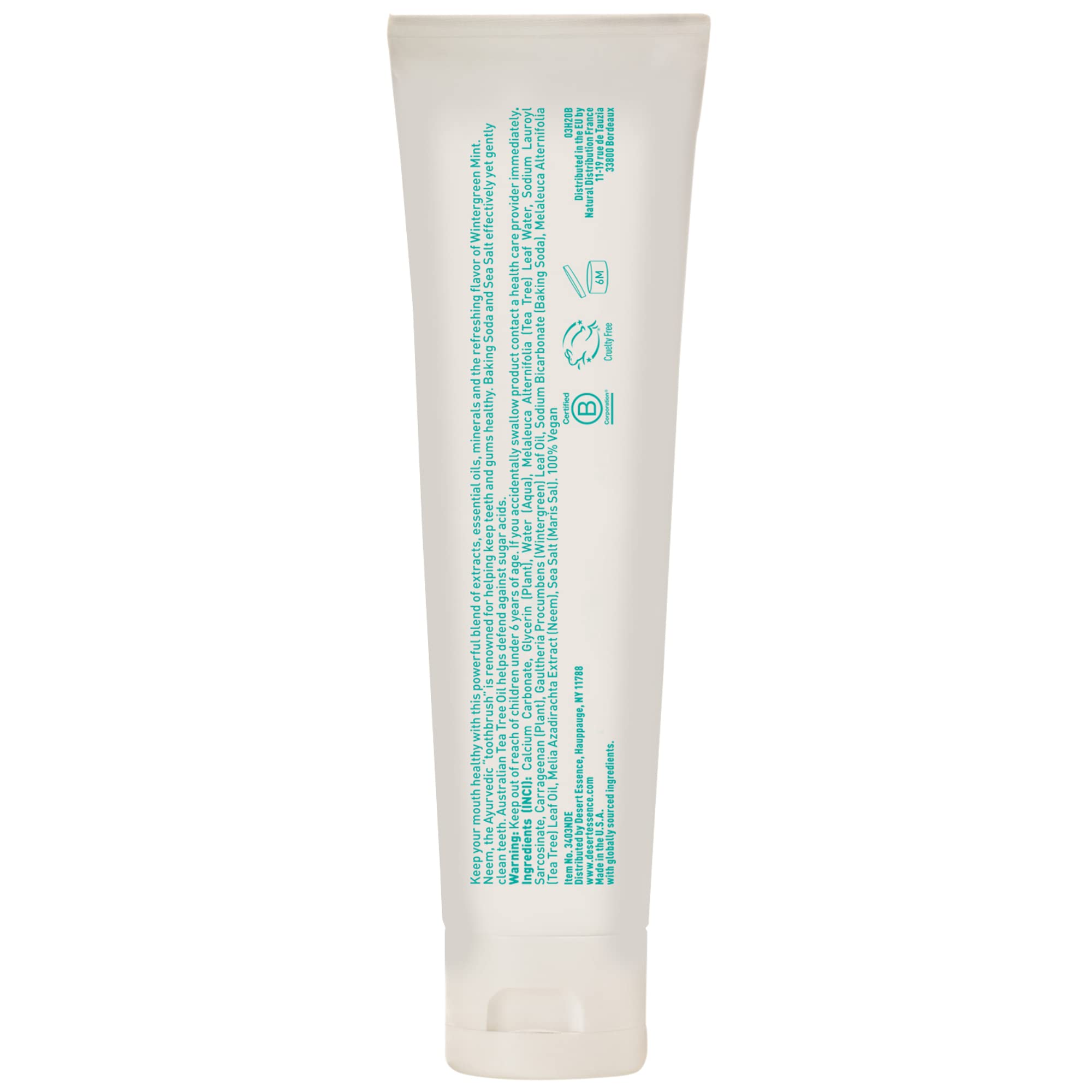 Sans fluorure, Desert Essence neem-arbre-a-the, haleine fraîche