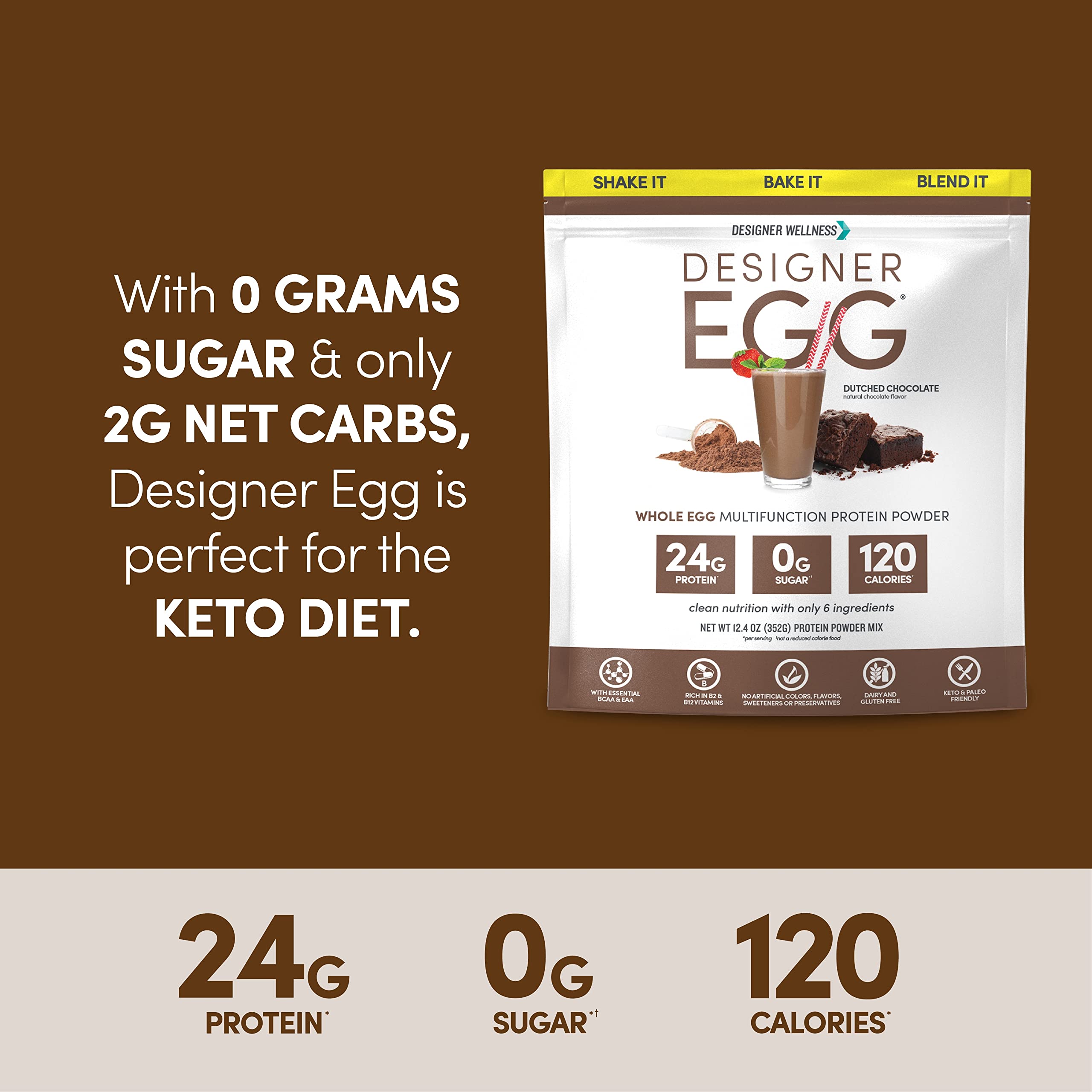 Designer Wellness Designer Egg, cuillère-doseuse incluse, mesure facile des portions.