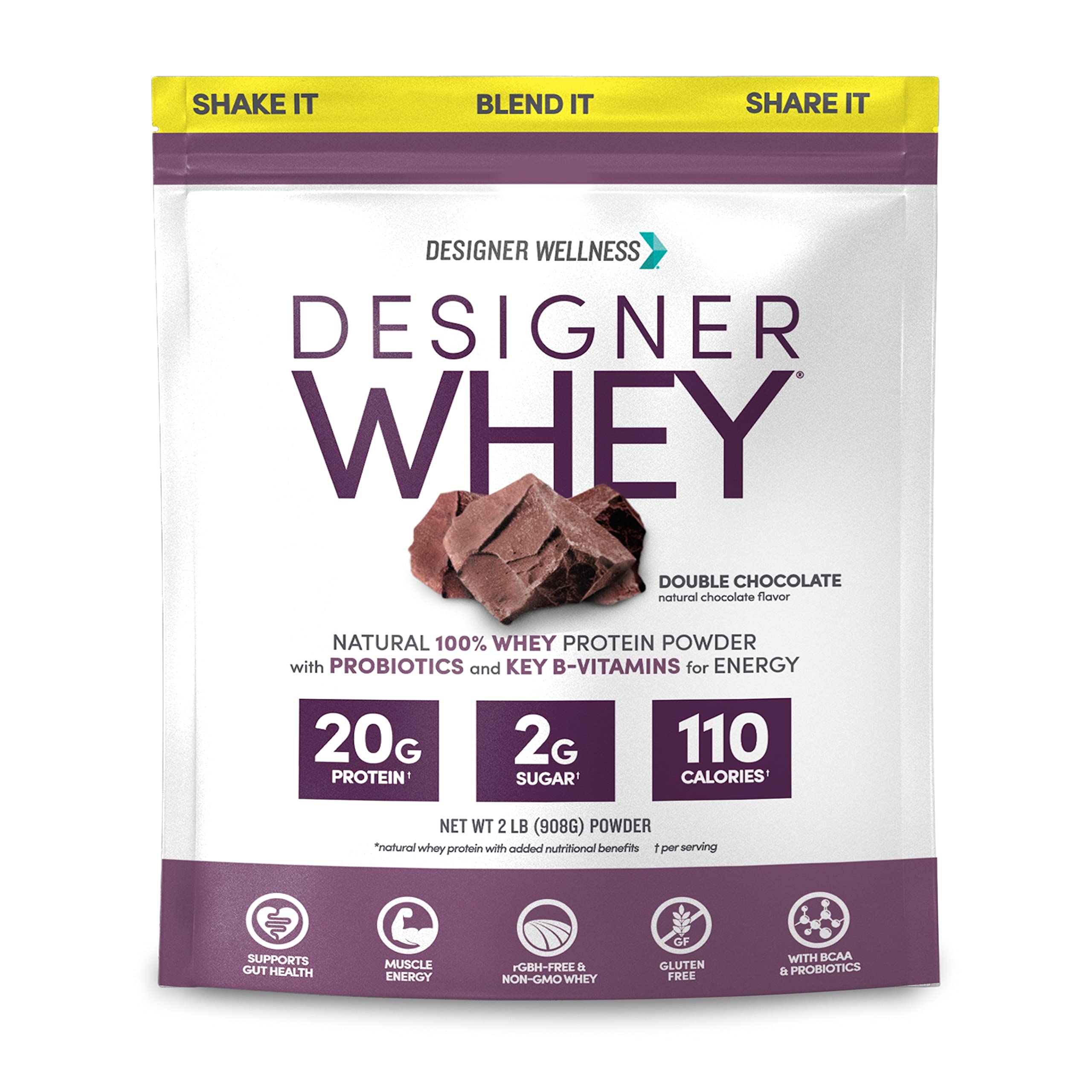 Designer Whey – poudre double chocolat, énergie durable après l'entraînement.