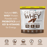 Designer Whey par Designer Wellness, probiotiques et fibres visibles soutiennent une digestion légère.