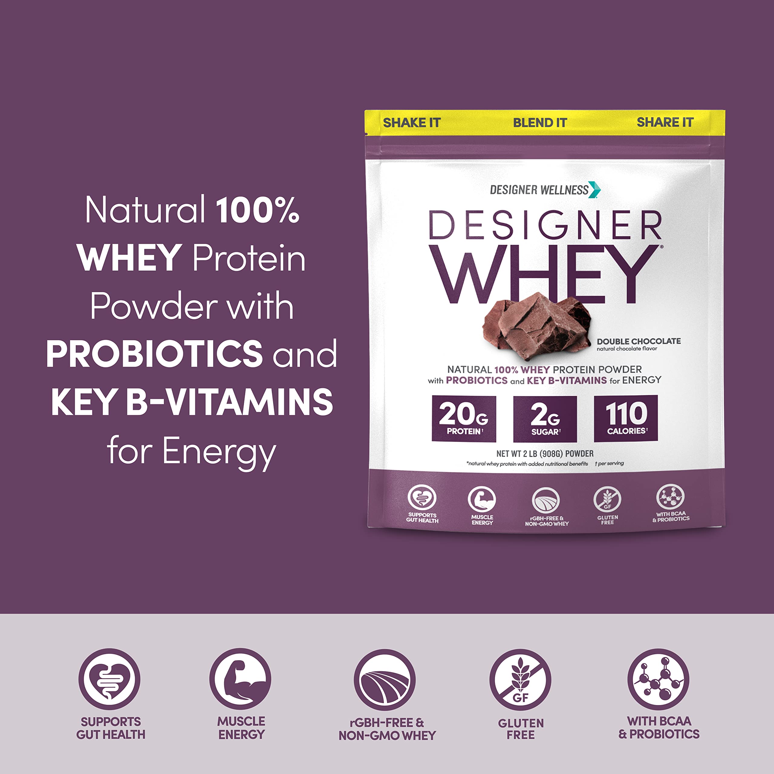 Designer Whey – verre révélant une texture lisse et agréable à boire.
