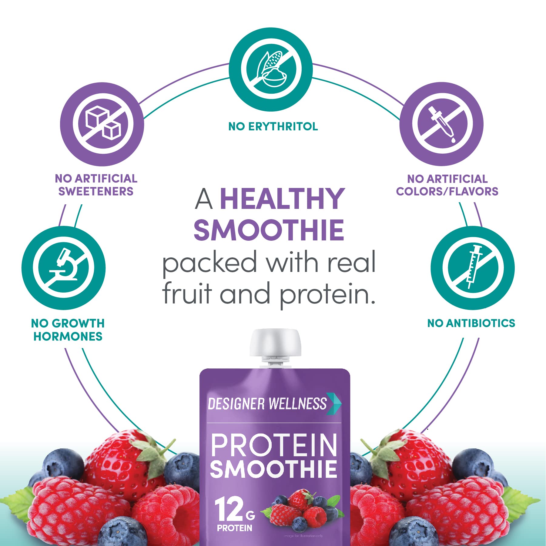 Faible en glucides, Designer Wellness Protein Smoothie, option légère après l’effort.