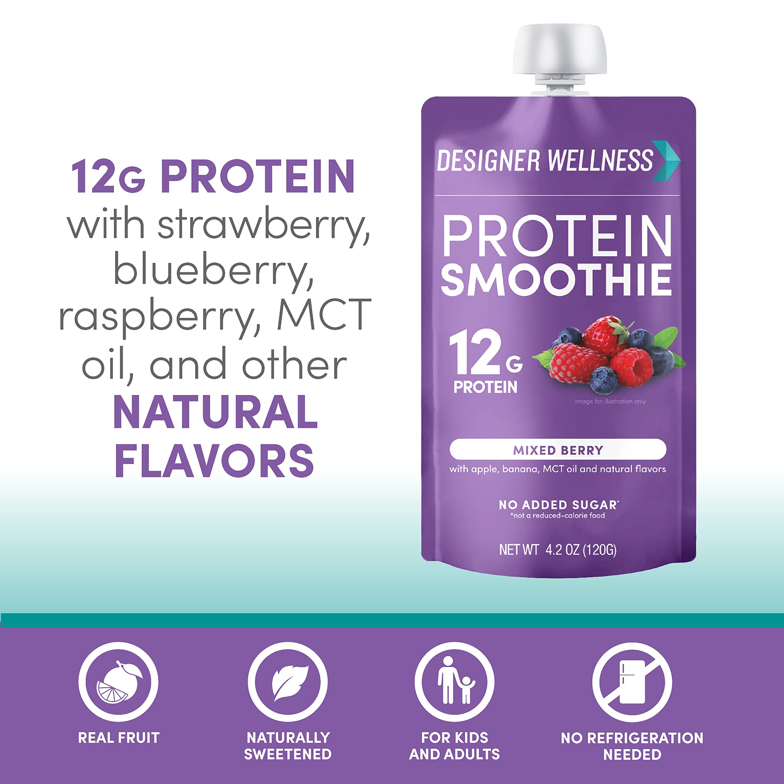 Protéine 12 g avec isolat, Designer Wellness Protein Smoothie pour soutien nutritionnel simple.