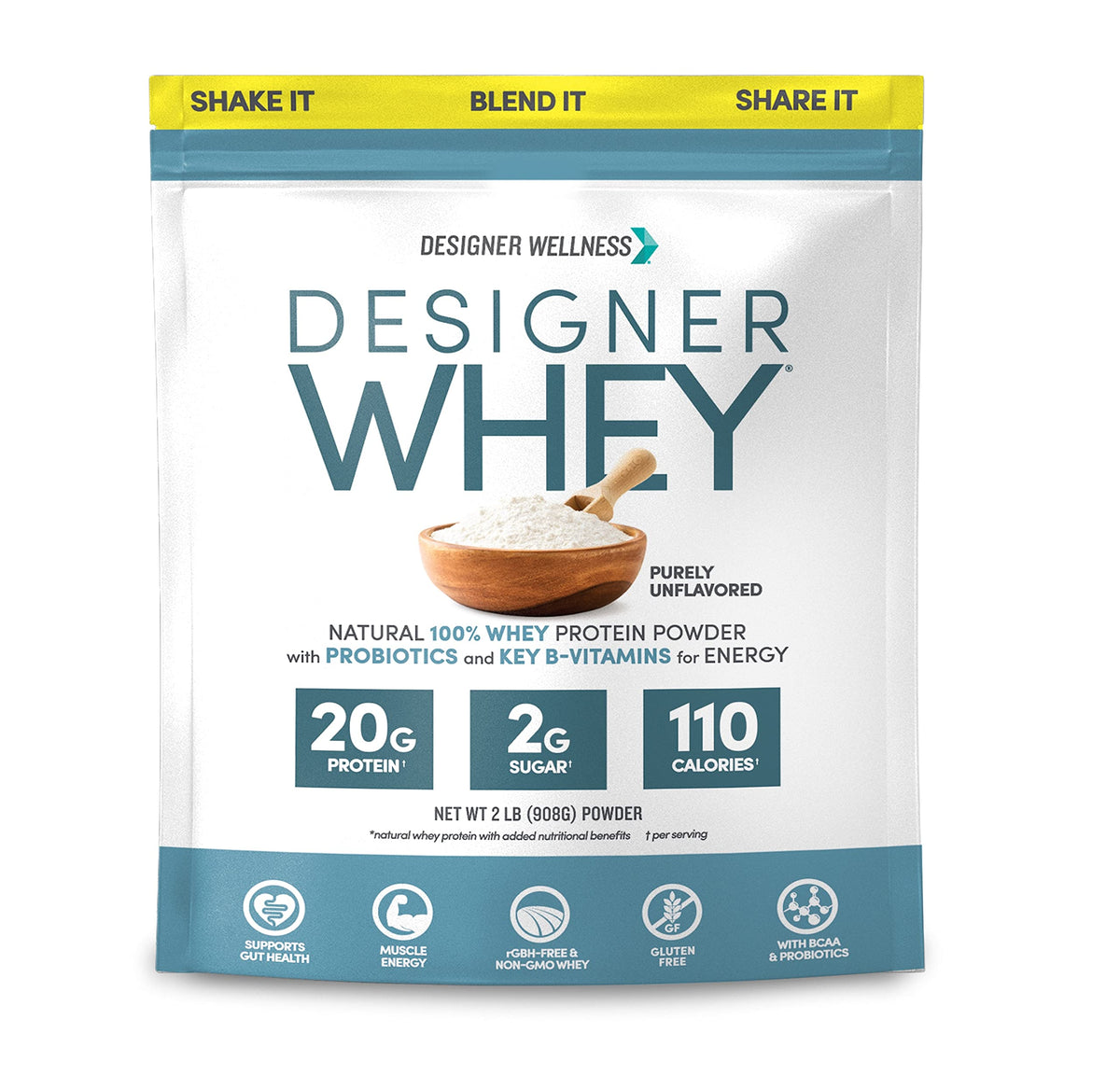Designer Wellness Protéine naturelle 20 g, récupération musculaire.