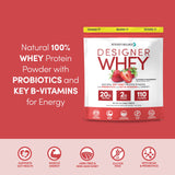 Designer Whey gros plan sur liste nutritionnelle, sans arômes artificiels ni colorants.