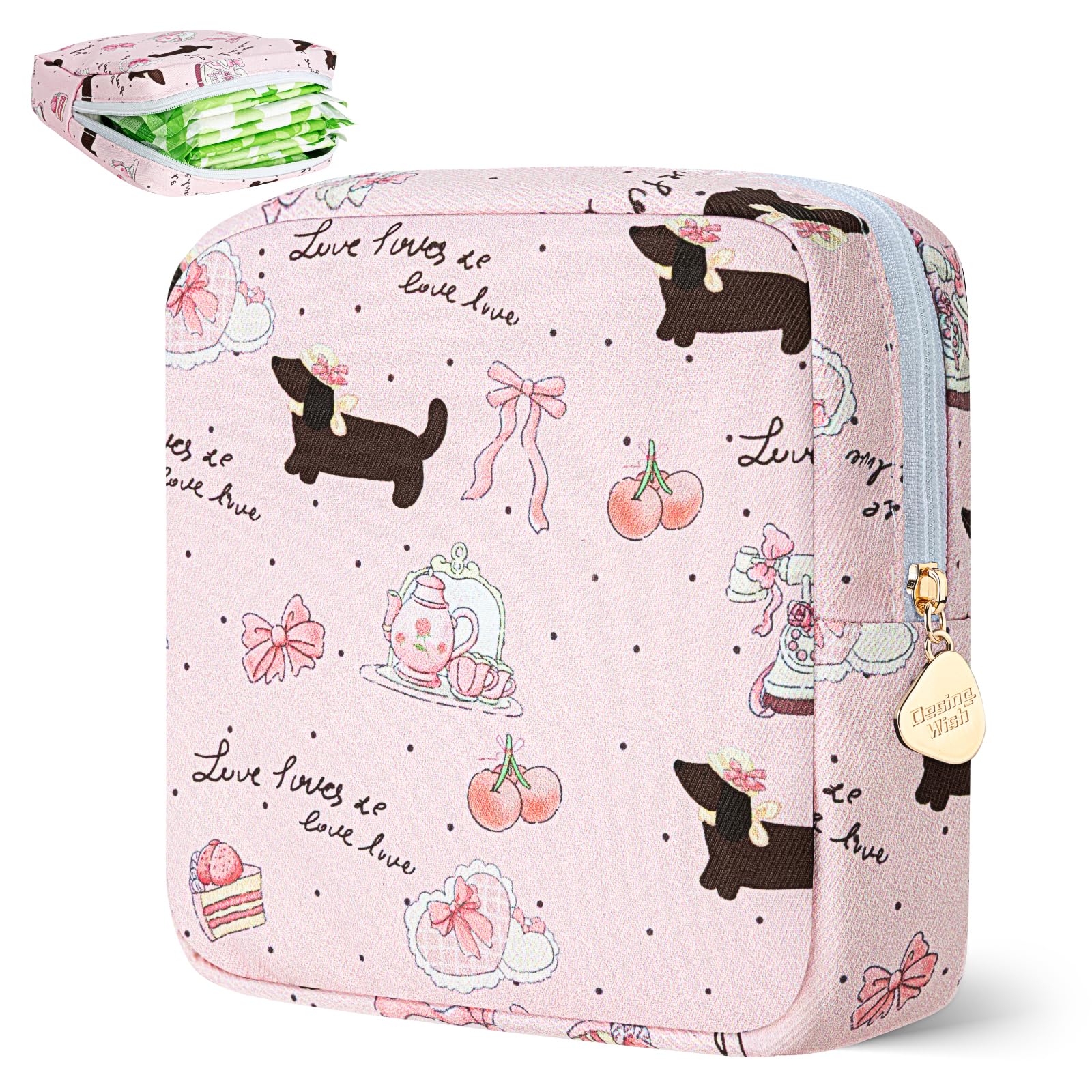 Sac Desing Wish pour protections menstruelles, rangement compact et discret en déplacement.