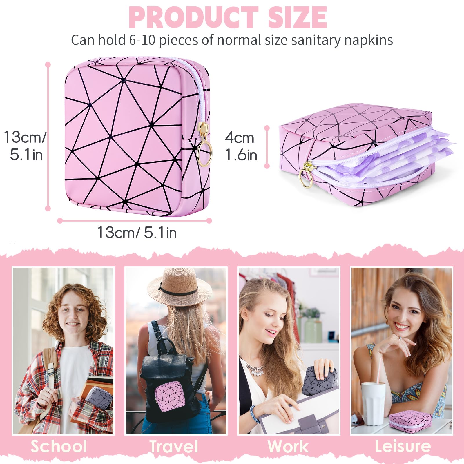 Desing Wish sac sanitaire rose, compact et léger pour transporter vos protections discrètement.