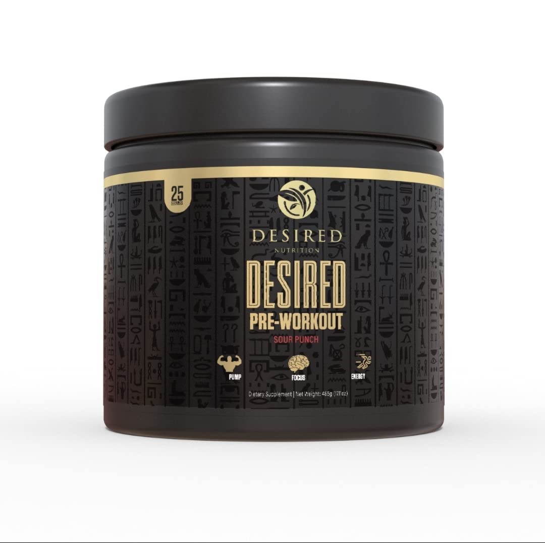 DESIRED NUTRITION Pré-workout emballage attrayant pour boost d'entraînement.