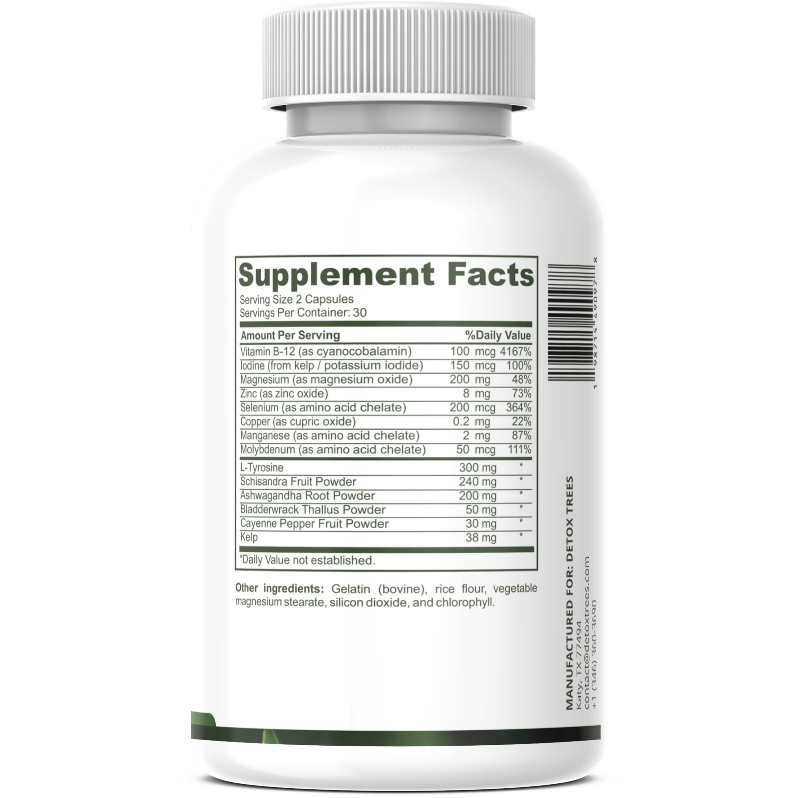 Detox Trees Thyroid Health Formula : Capsules ouvertes montrant la facilité d’usage.