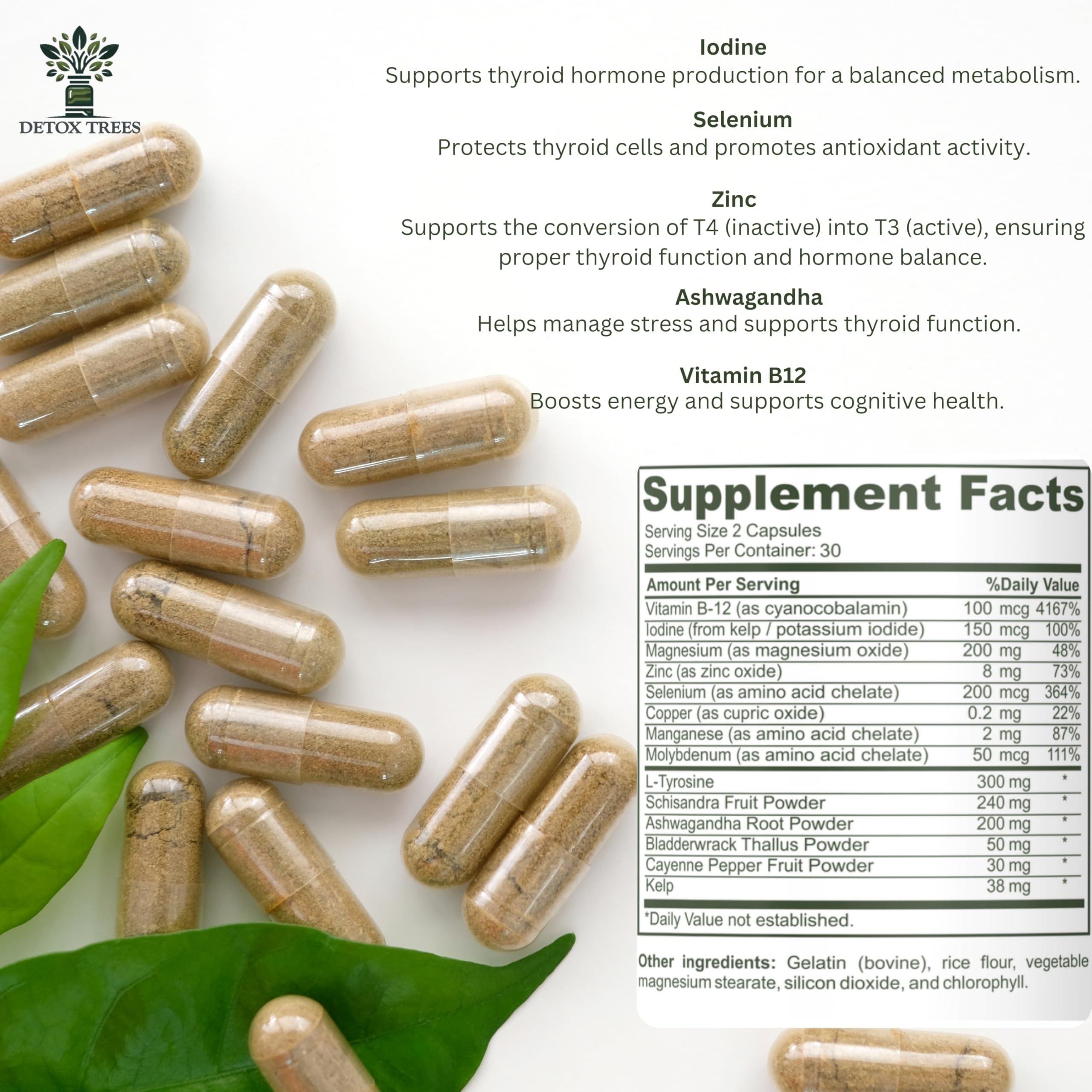 Detox Trees Thyroid Health Formula : Prise quotidienne simple pour énergie durable.