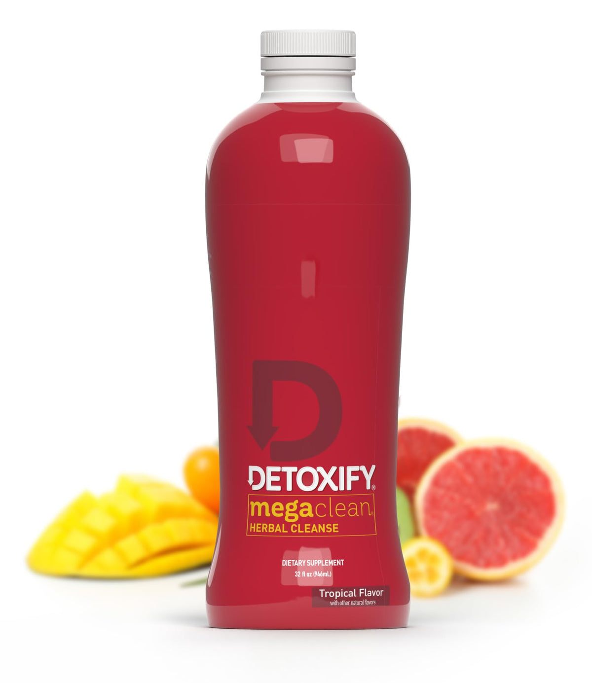 Detoxify Mega Clean bouteille qui se verse, prête à préparer la boisson detox