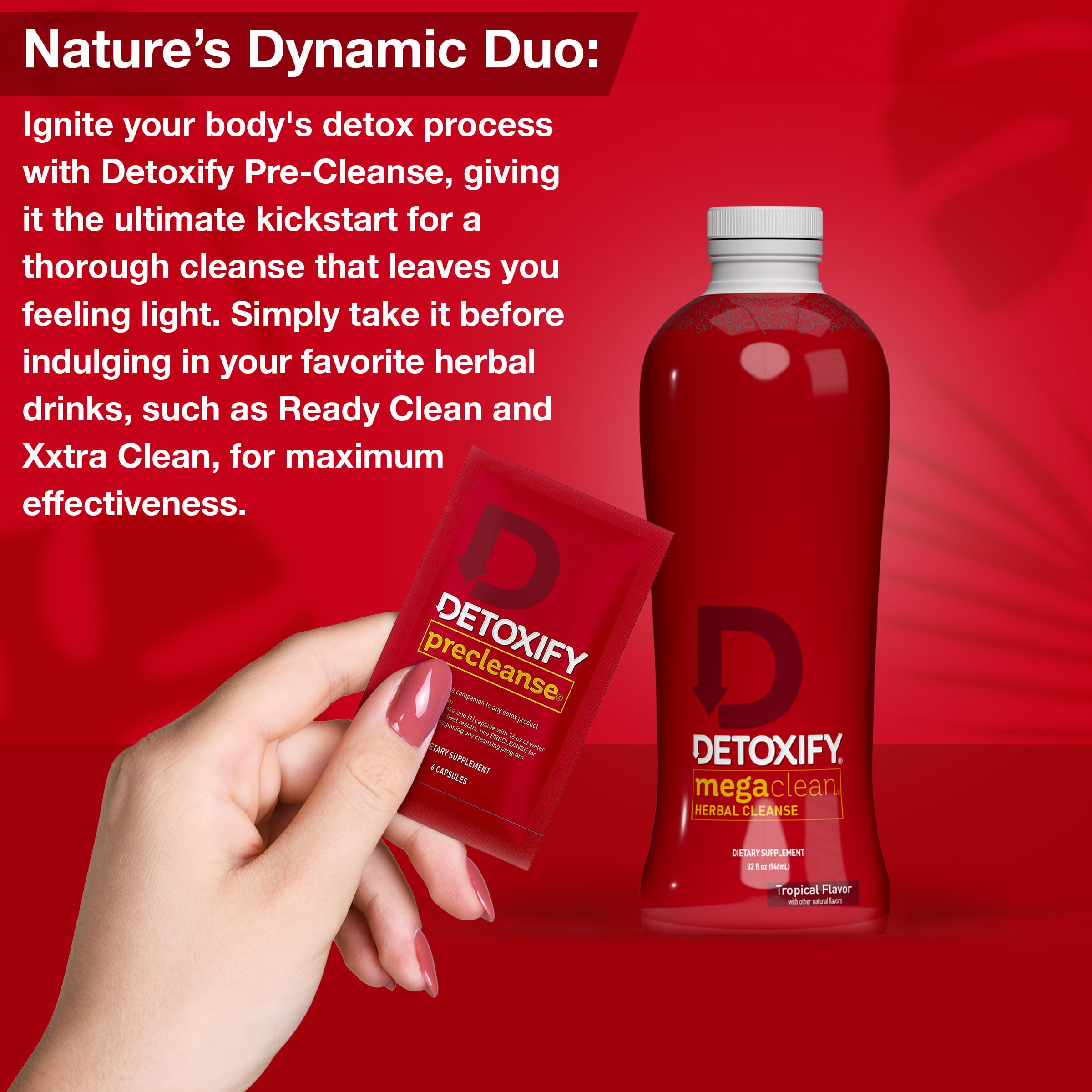 Autocollant appliqué sur Detoxify Mega Clean pour une présentation soignée