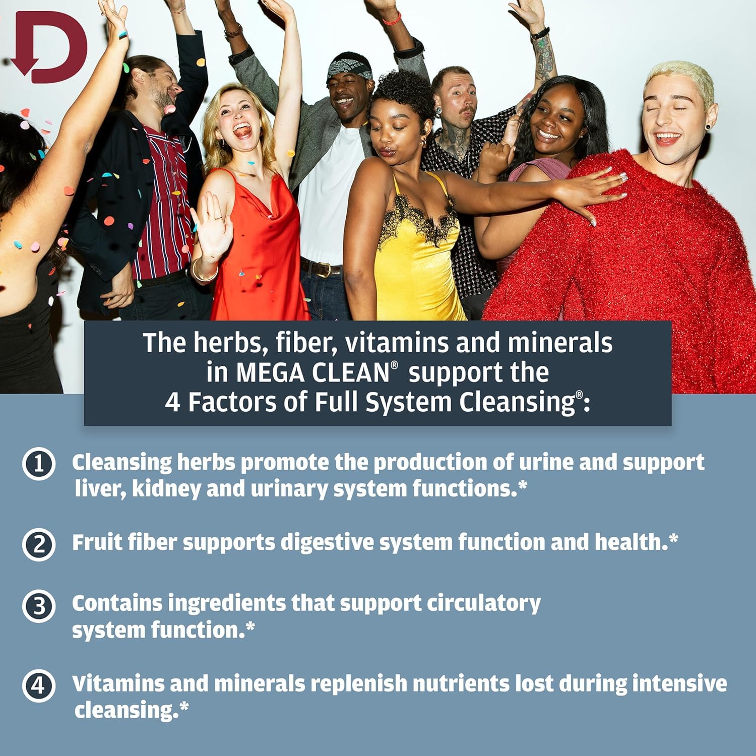 Detoxify Mega Clean verre prêt à savourer avec glaçons.
