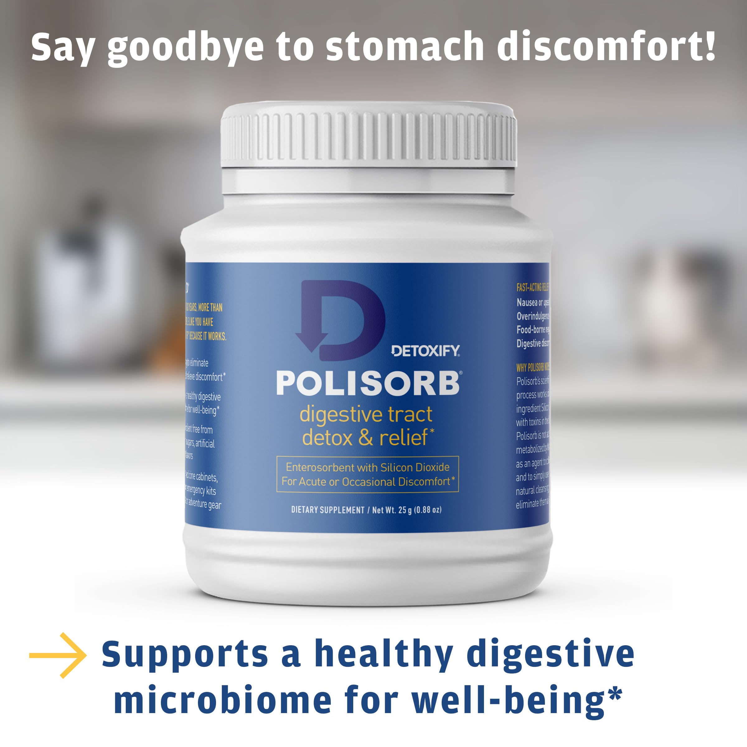 Detoxify Polisorb, dioxyde de silicium, composant naturel pour détox.