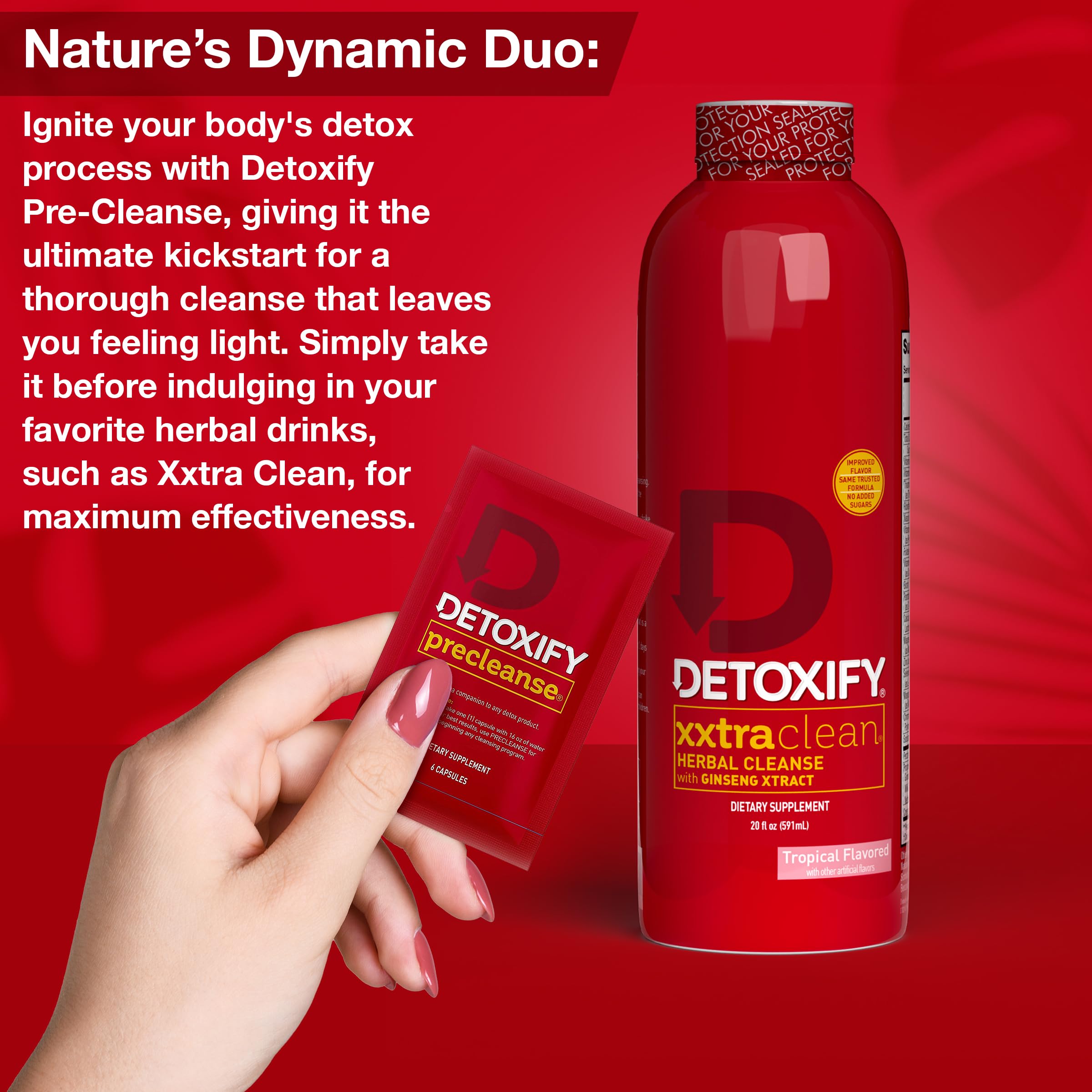 Detoxify Xxtra Clean autocollant inclus pour une touche authentique.