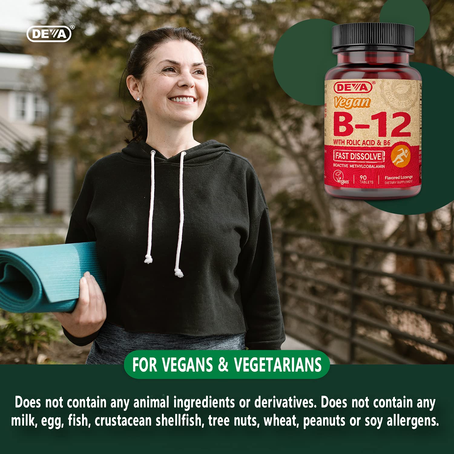 Utilisation quotidienne facile: pastilles DEVA B12 citron se dissolvent sans effort.