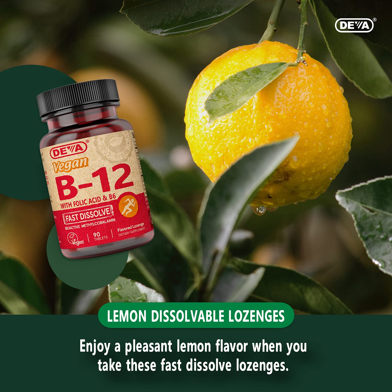 DEVA B12 citron – complément végan sans produits animaux.
