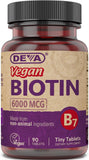 DEVA Biotine 6000 mcg, gelules minuscules, ingestion rapide et pratique.