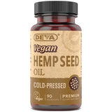 DEVA capsules huile de chanvre en bouteille, pratique pour un apport en acides gras essentiels.