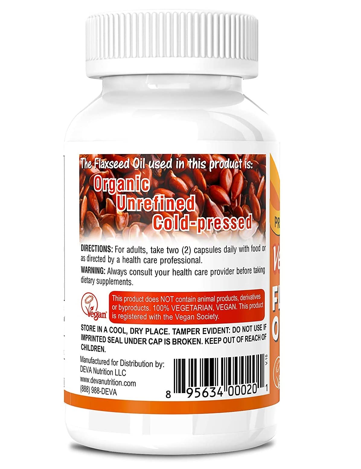 DEVA Capsules quotidiennes — dosage pratique pour intégrer facilement l'huile de lin.