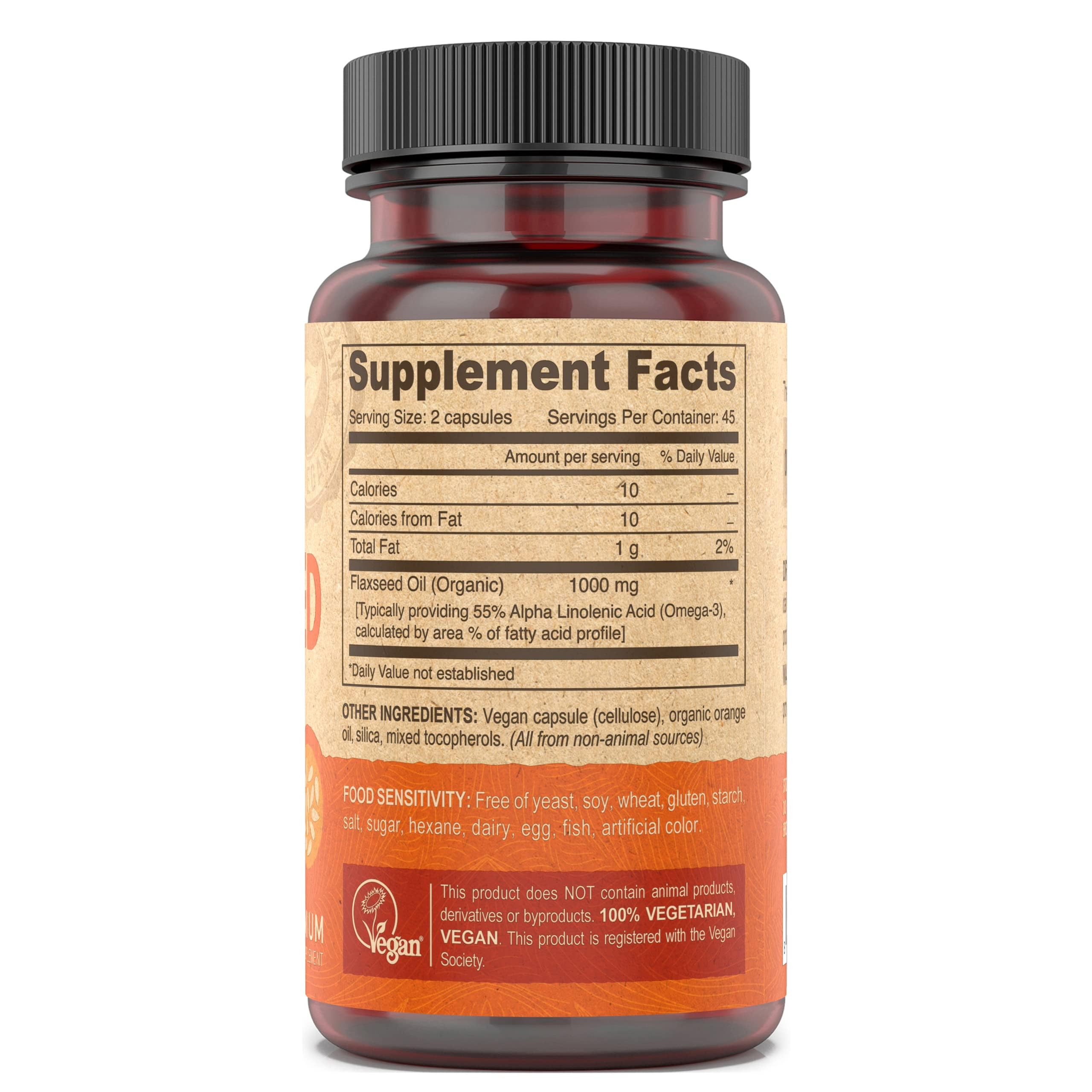 DEVA huile de lin vegan 90vcaps — étiquette claire et naturelle sur le flacon.