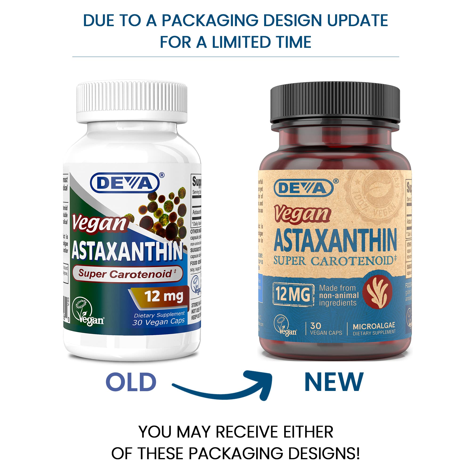 Capsules véganes d astaxanthine DEVA, pratique et sans ingrédients animaux.