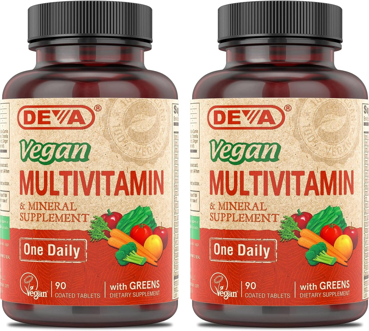 DEVA pack 2 boîtes multivitamines véganes avec fer, pratique pour le quotidien.