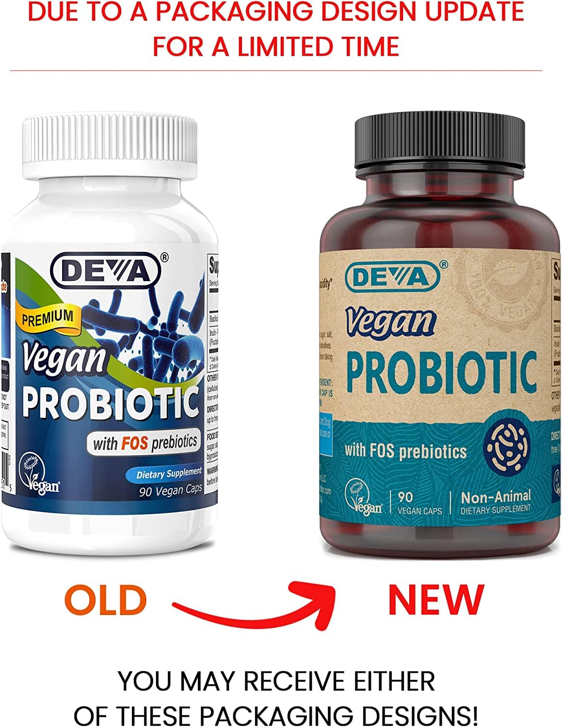 Capsules DEVA veganes, probiotiques et prébiotiques pour soutenir la digestion.