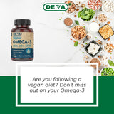 Produit DEVA sur étagère en magasin, option vegan oméga-3