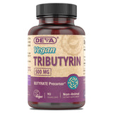 DEVA Tributyrin – Bouteille vegan: précurseur du butyrate pour soutien intestinal potentiel.