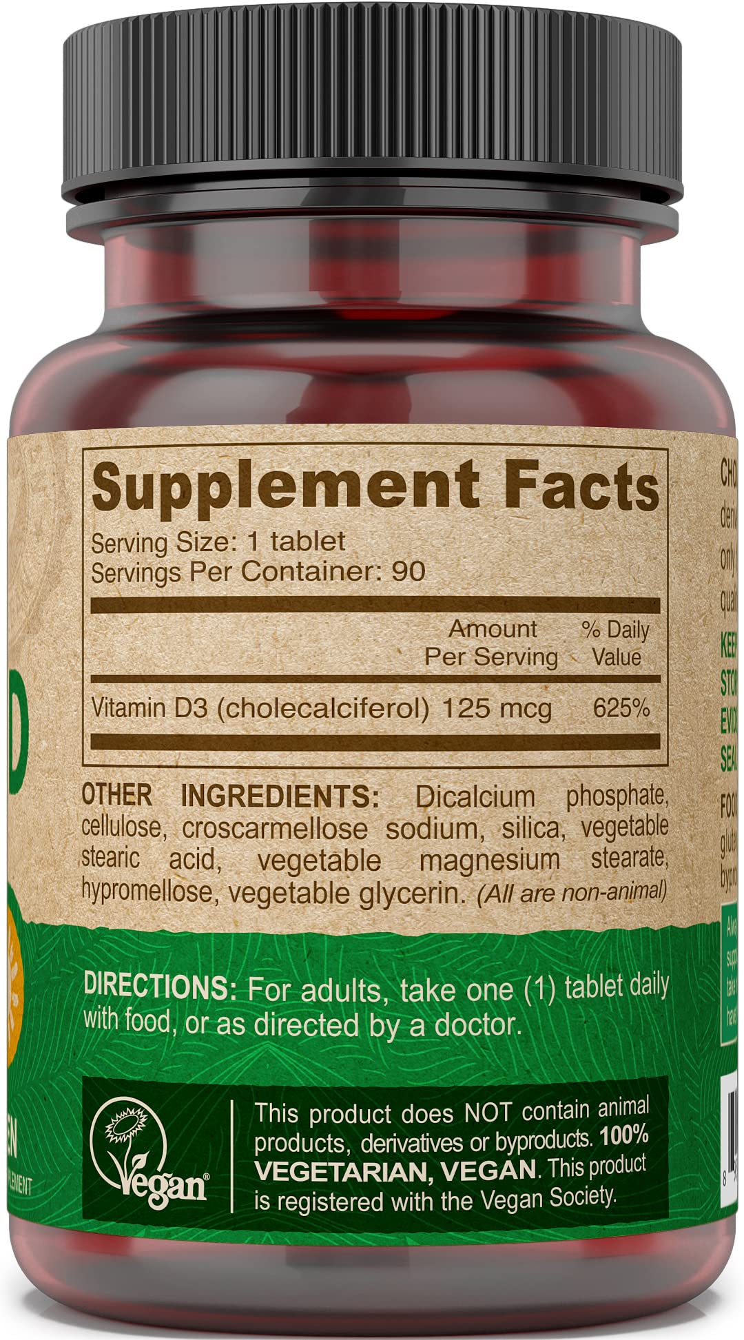 DEVA Vitamine D3 5000 UI – certification véganisme pour assurance sans animaux.