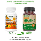 DEVA Vitamine D3 5000 UI – étiquette lisible facilitant la posologie végane.