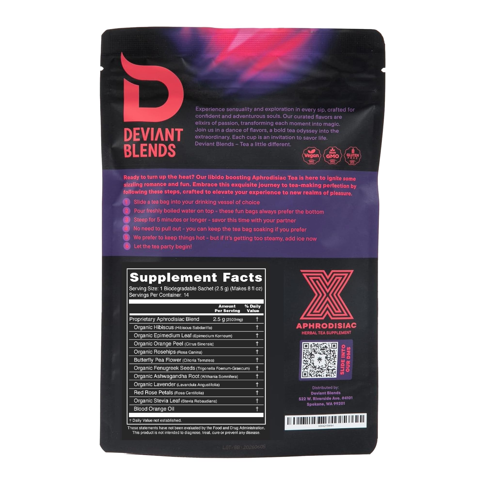Fabriqué aux USA Deviant Blends – tisane végan et sans gluten pour tous.