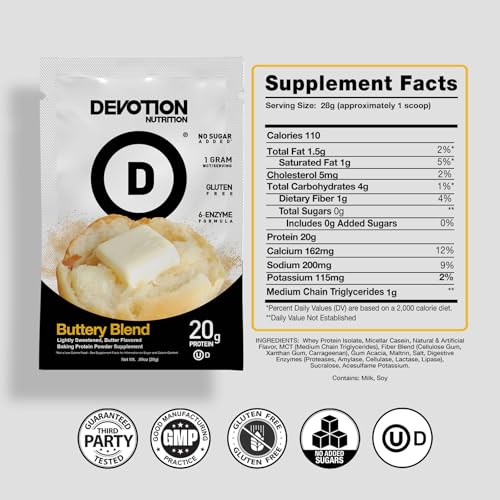 Devotion Nutrition Poudre Protéine Beurre Mélange — shaker facile pour shakes rapides et riches.