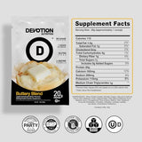 Devotion Nutrition Poudre Protéine Beurre Mélange — shaker facile pour shakes rapides et riches.
