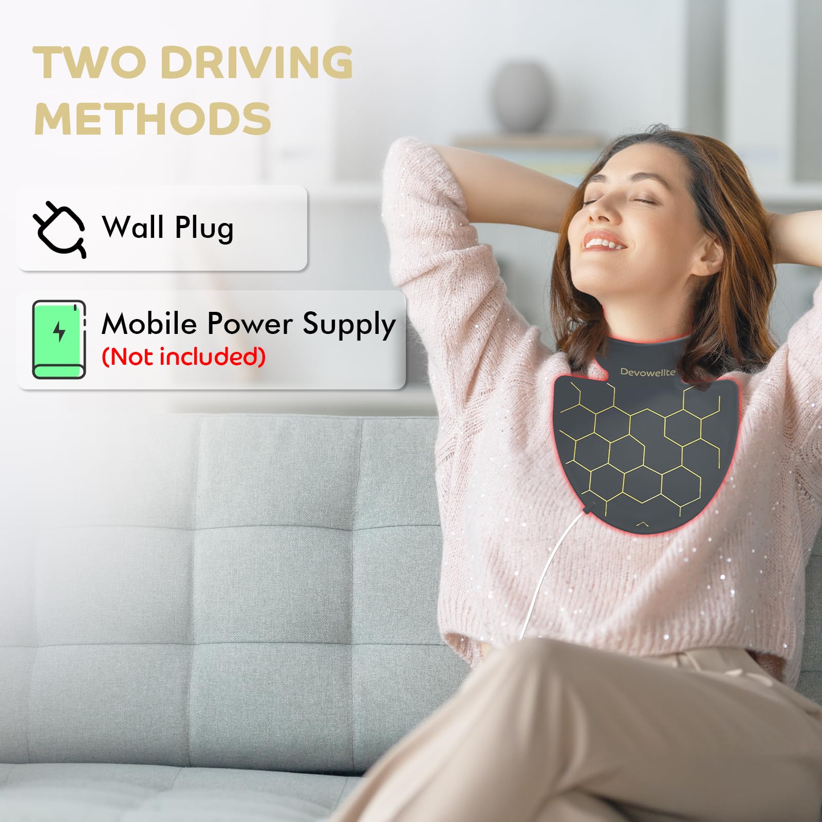 Devowellte Lumière rouge portable pour le cou, usage multitâche possible