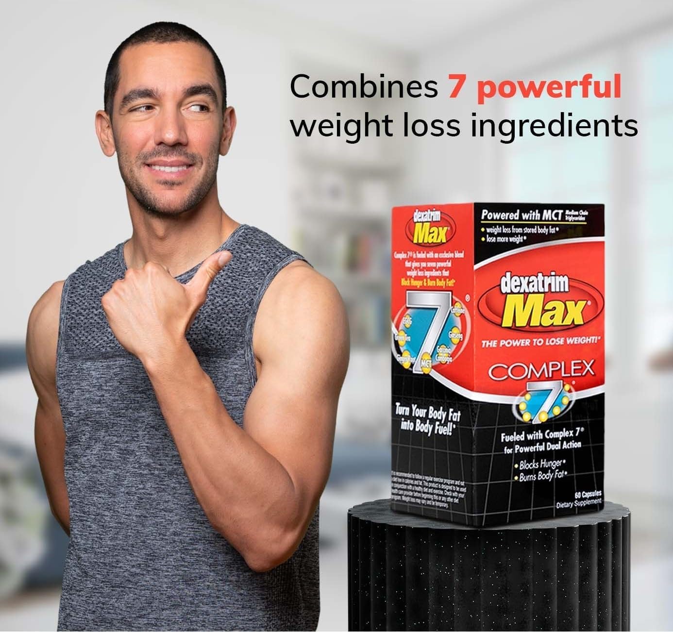 Dexatrim Max Complex 7 - caféine pour énergie et concentration modérée.