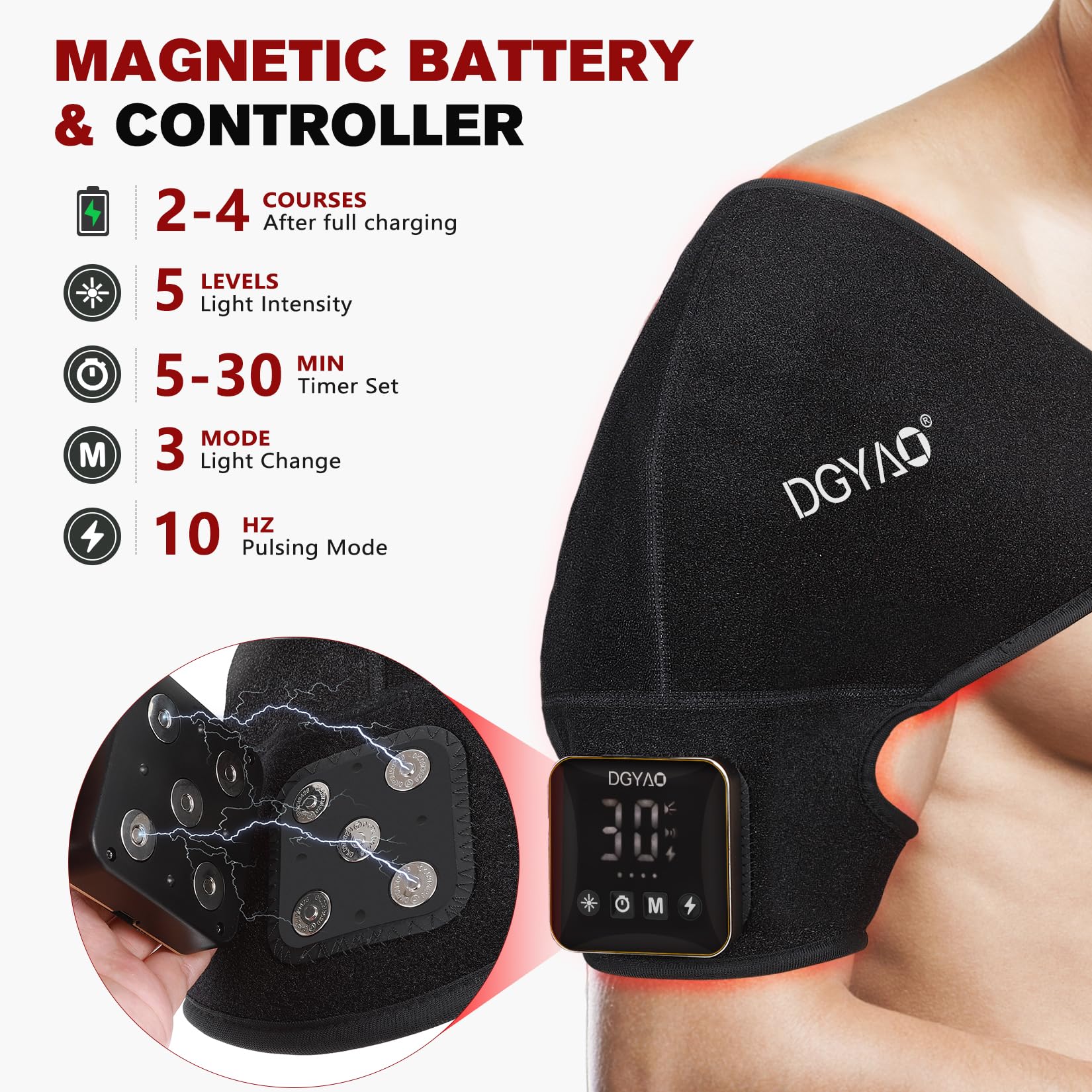 Lumière rouge DGQY 660nm, pénétration ciblée pour le confort.