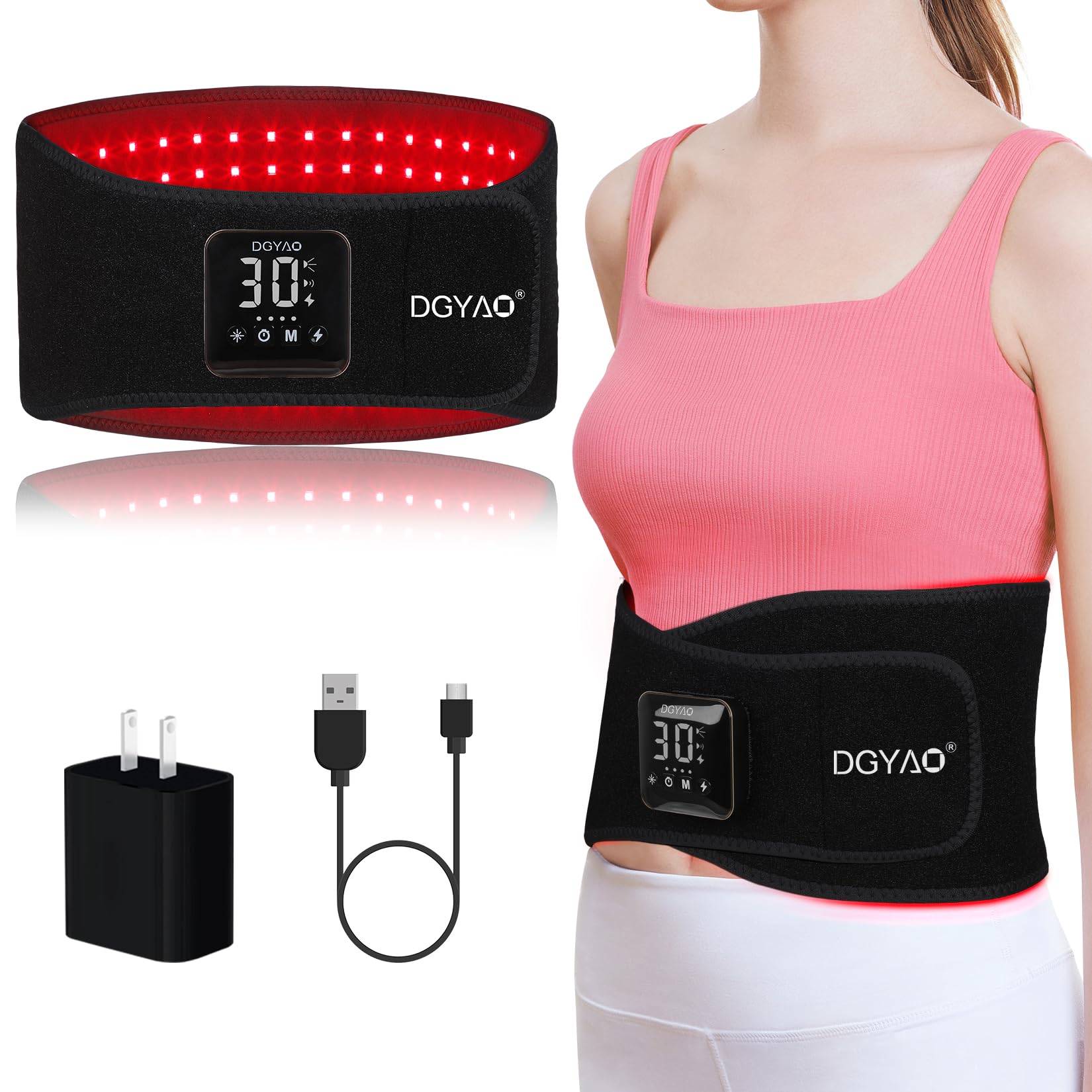 DGXINJUN Ceinture de thérapie lumière rouge, confort lombaire potentiel.