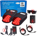 Lumières 660 nm et 880 nm pour relaxation musculaire des pieds.