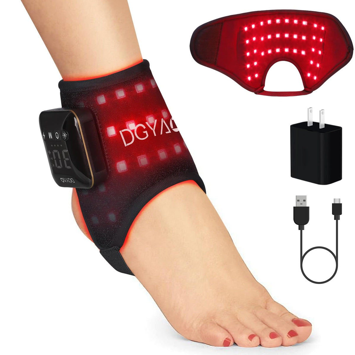 DGXINJUN wrap-cheville thérapie lumière rouge pour soulagement ciblé.