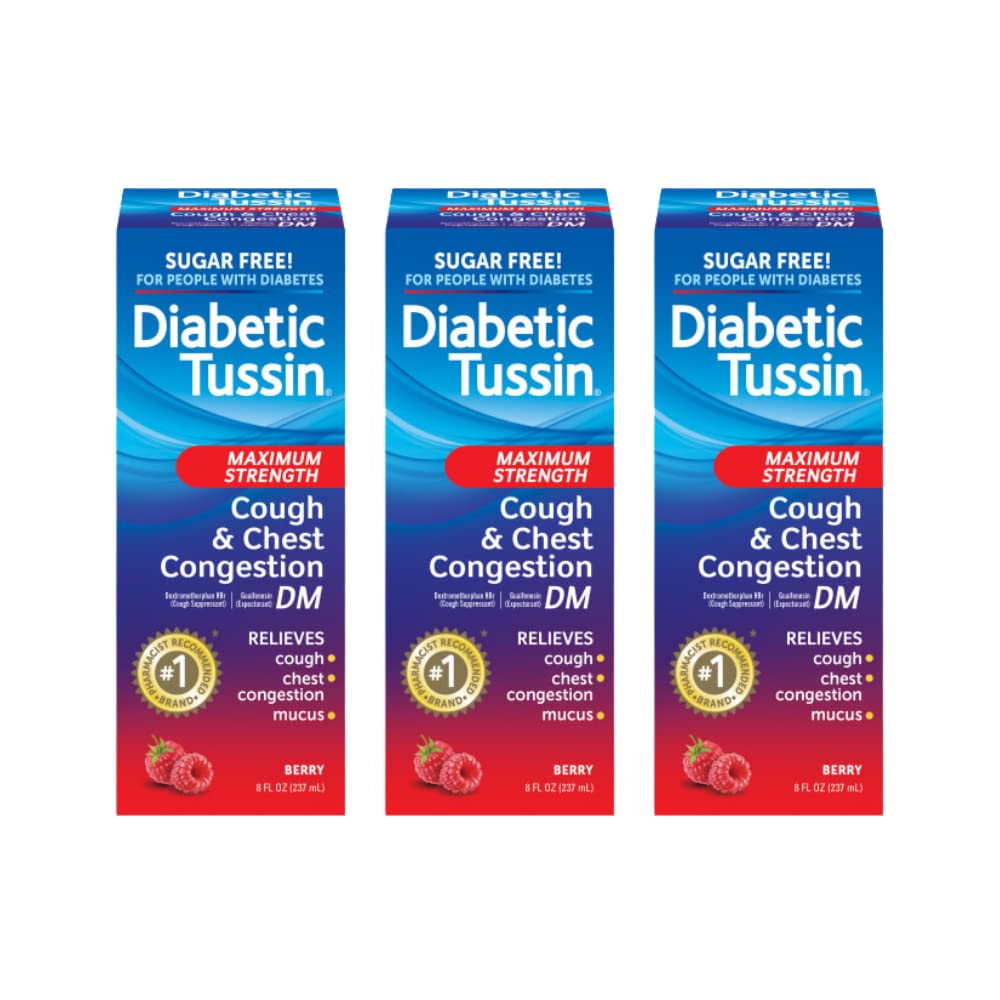 Diabetic Tussin DM - bouteille de sirop sans sucre au goût baie, soulagement possible de la toux