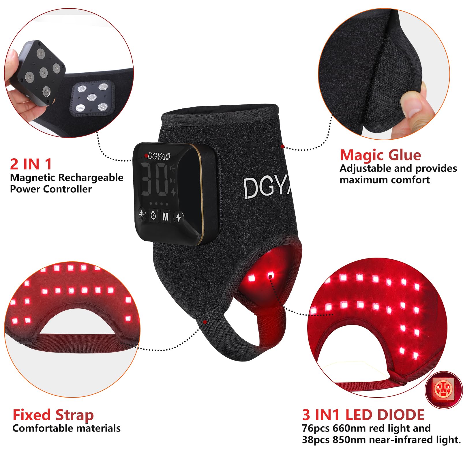 Dialudon fixation Velcro stable et sécurisée autour de la cheville
