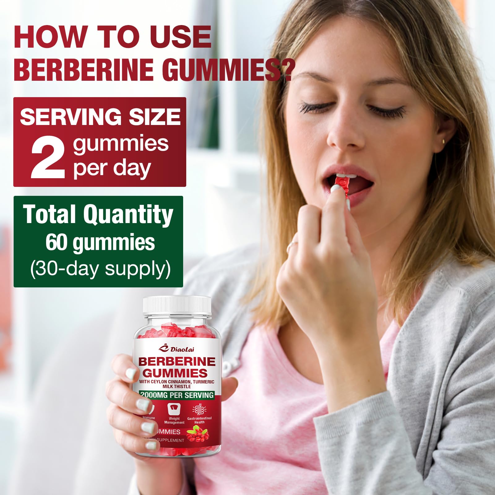DIAOLAI gommes berbérine, bouchée facile pour une routine santé.
