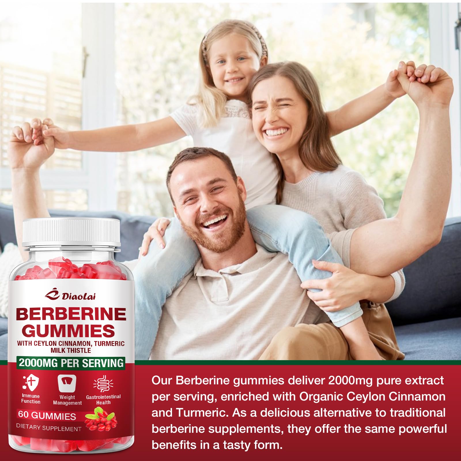 DIAOLAI gommes berbérine goût framboise, douceur et utilité pratique.