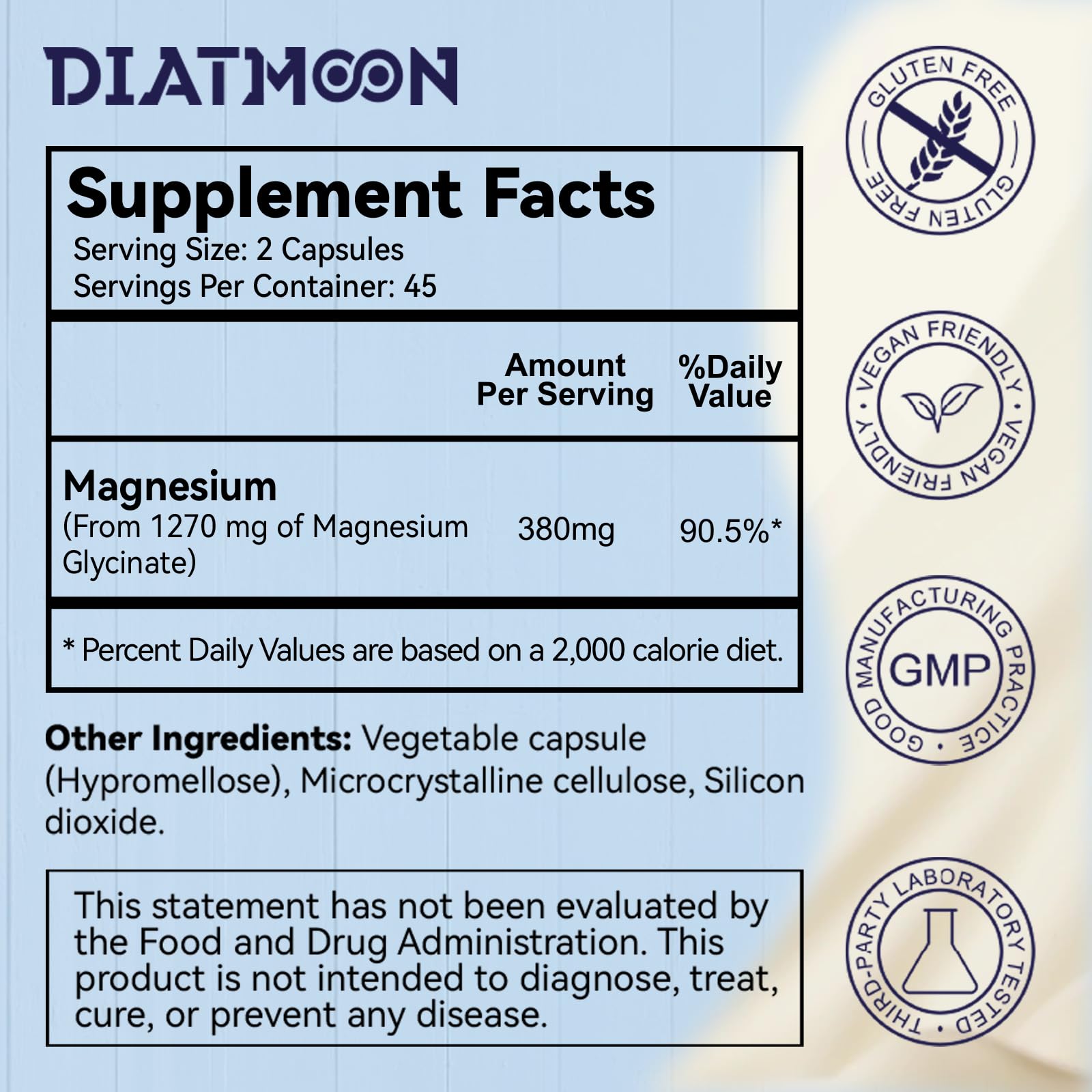 DIATMOON Magnésium Glycinate – gélules, rôle potentiel dans la détente musculaire.